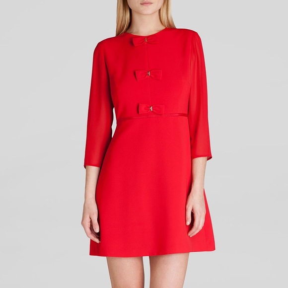 Ted Baker Dresses & Skirts - Ted Baker Finna red bow front pleat a line dress